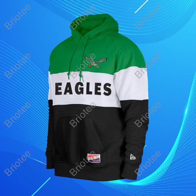 Official PhiladelphiaEagles Clothing Merch Store Shop New Era Kelly Green Philadelphia  Eagles Big & Tall Throwback Colorblock Crew neck Sweatshirt - Sgatee