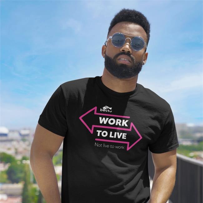 Bectu Work To Live Not Live To Work T Shirt Navy