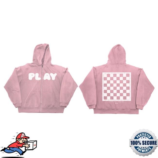 Official Ed Sheeran Play x KidSuper Pink Zip-Up Popover Hoodie EdSheeran