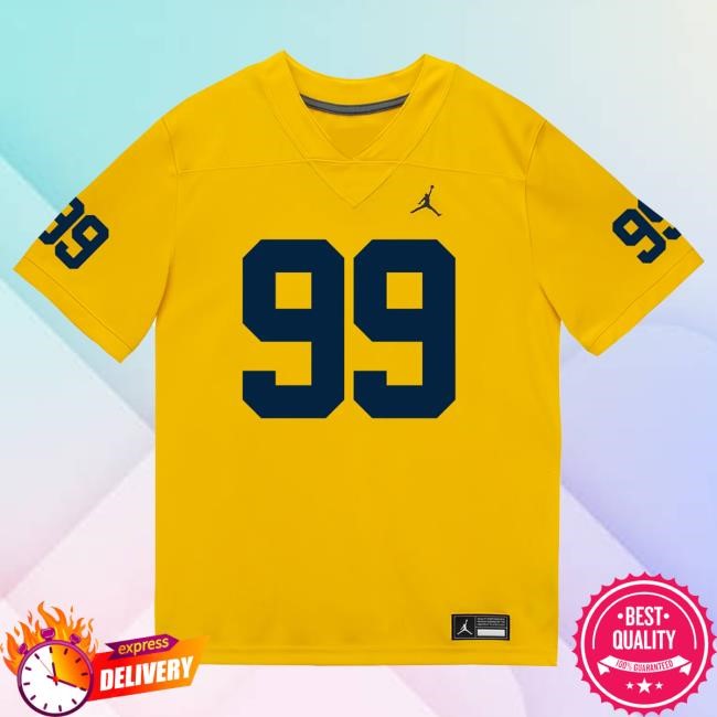 The M Den Michigan Wolverines #99 Bobby Kanka Student Athlete Maize Football Jersey T Shirt
