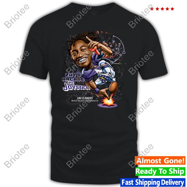 Official Lamar Jackson Zay's Zay's Arcade The Joystick Zay Flowers Tee Shirt