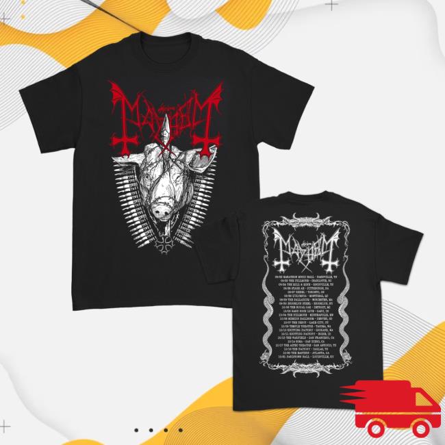 Official Mayhem Kings Road Store Shop Merch Mayhem Pig Head 2023 US Tour Tshirt