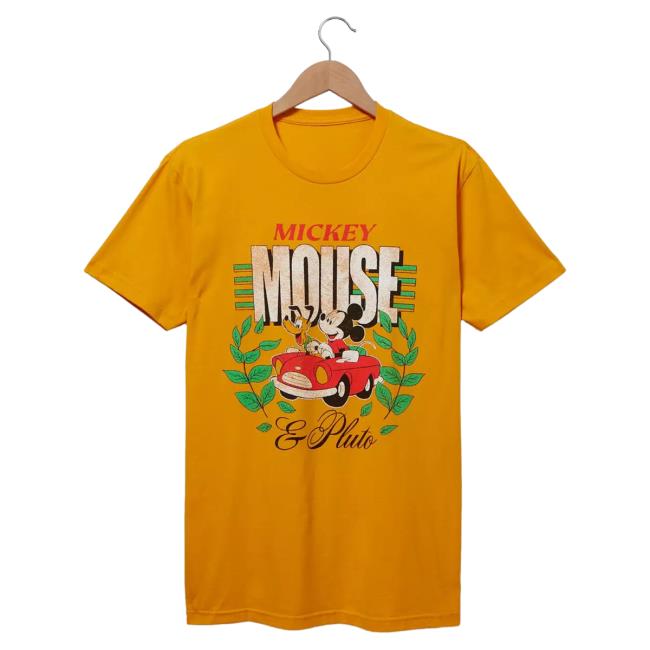 Official Box Lunch Merch Store Box Lunch Disney Mickey Mouse & Pluto Car Portrait Shirt New BoxLunch Exclusive Box Lunch Apparel Clothing Shop