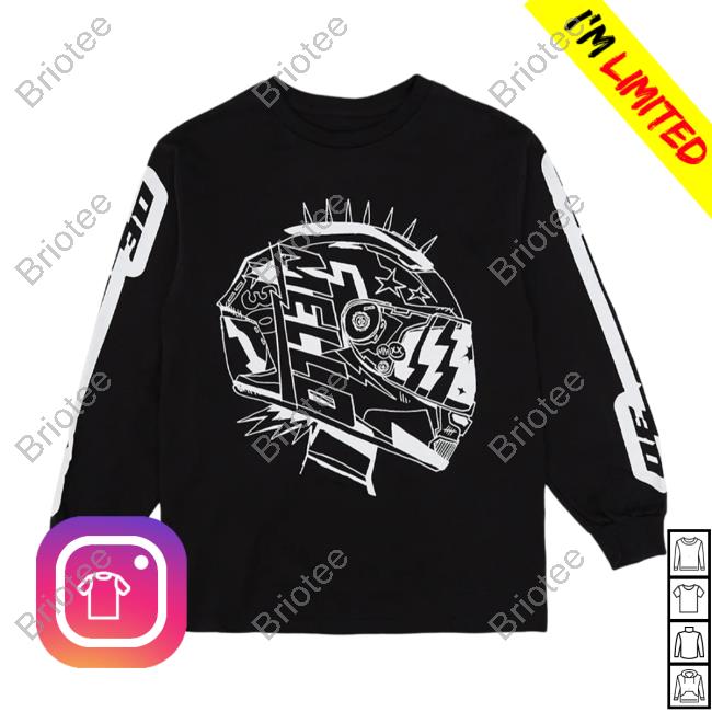 Official Marshmello Music Clothing Store Shop Racing Helmet L/S Crewneck Sweatshirt Black Marshmellomusic Merch