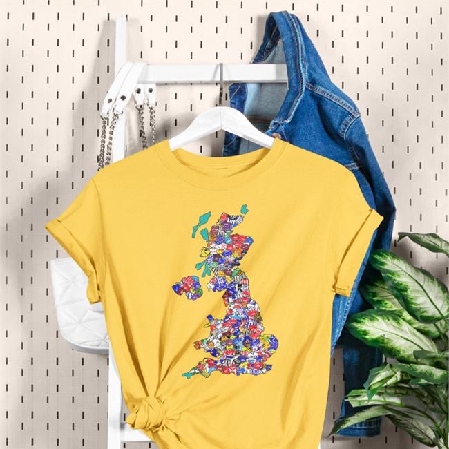 Map Of The Uk 90'S Football T Shirt