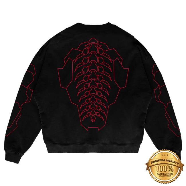 The Official Cloudeelle Cyberspine Red Longsleeve Tee Bold Visuals On The Cloudeelle Cyberspine Longsleeve Tee