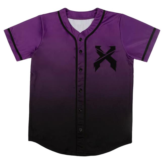 Official Excision Merch Headbanger Baseball Jersey Shirt New (Purple/Black Gradient)