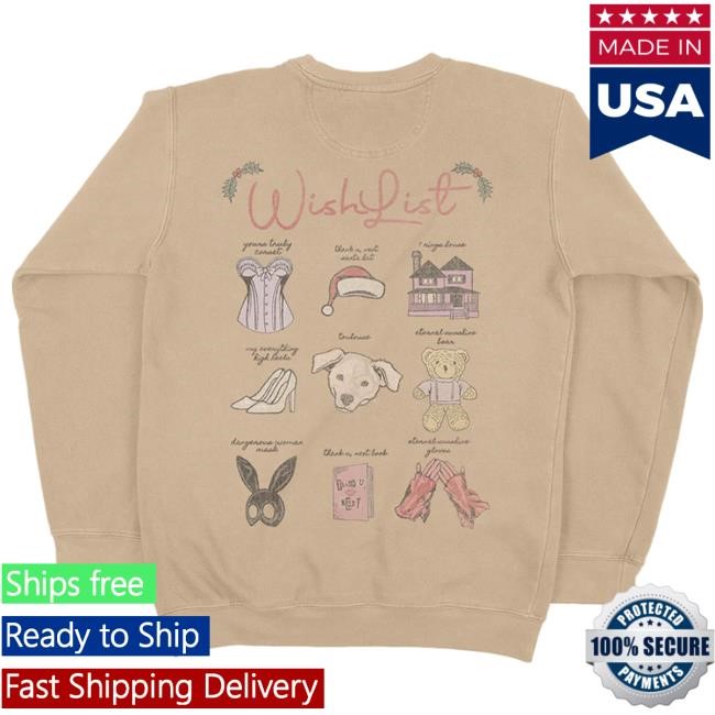 Ariana Grande Ari's Wishlist New Crewneck Sweatshirt Ariana Grande Merch Shop