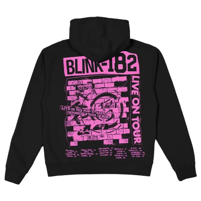 Official Blink 182 Merch Blink-182 Missionary Impossible Pink Brickwall Hoodie