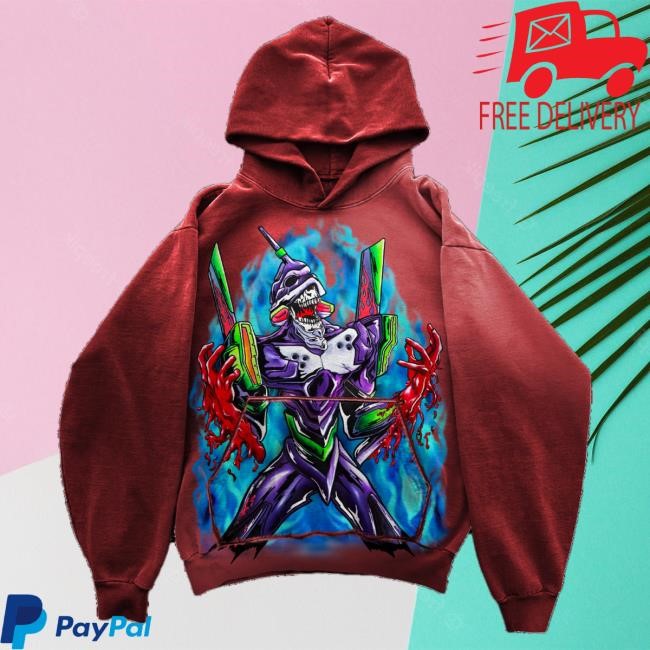 Official Warren Lotas Merch Store Purple Robot Hoodie - Sunfaded Red