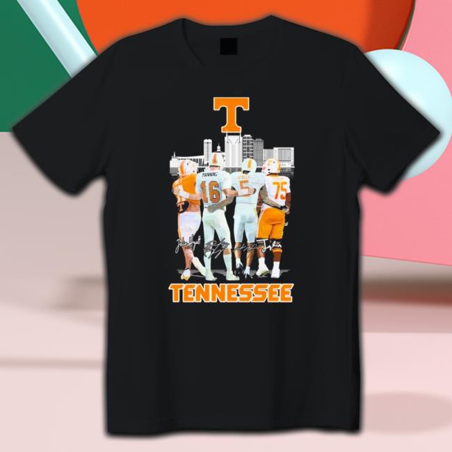 Official Tennessee Volunteers Skyline Team Players Signatures T-Shirt