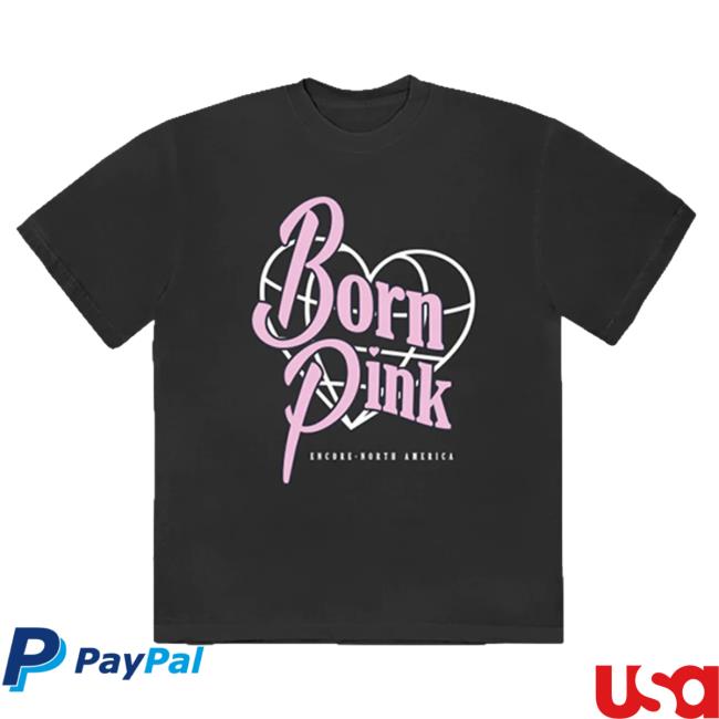 Official Blackpink Born Pink Heart Globe Black Shirt