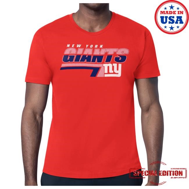 Official New York Giants Bulls Store Men's Starter Royal New York Giants Logo Push Graphic New Shirt NewYorkGiants