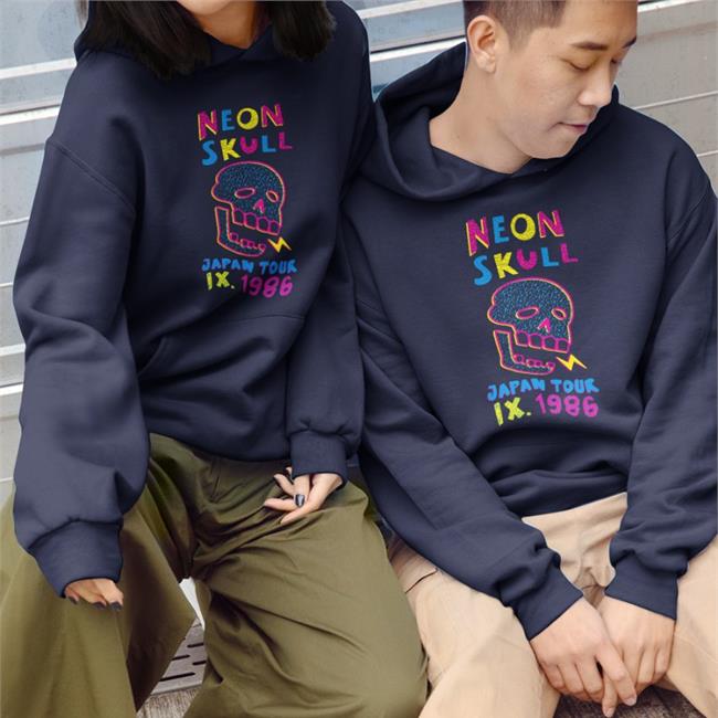 Fangamer Shop Neon Skull Japan Tour Ix 1986 Sweatshirt By Nina Matsumoto