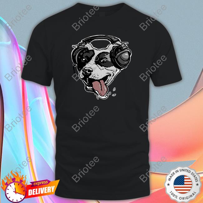 Official Cute Pit Bull Dog With Music Headphones Long Sleeve Tee Shirt