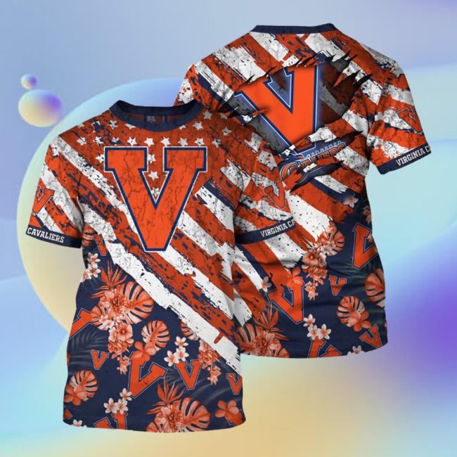 Banantees Virginia Cavaliers Tropical Flower Style And Flag All Over Printed 3D T-Shirt Hoodies