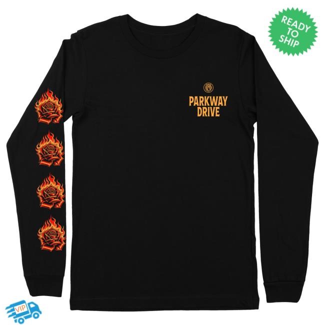 Official Parkway Drive Merch Store Shop Parkway Drive - Rose & Flame Popover Hoodie ParkwayDrive