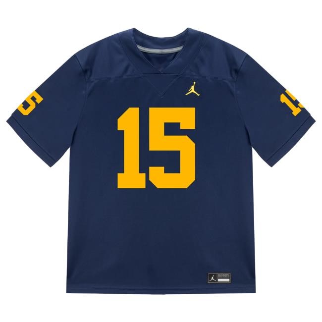 The M Den Michigan Wolverines #15 Ernest Hausmann Student Athlete Blue Football Jersey Tees