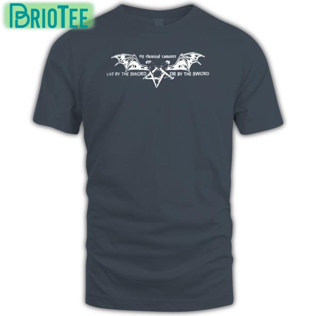 Live By The Sword Die By The Sword Shirt Black Pentagram Wings Live By The Sword Die By The Sword V Neck T Shirt My Chemical Romance Merch