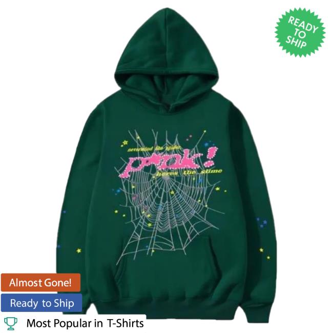 Official Sp5der Clothing Apparel Sp5der 555555Young Thug Green Pullover Hoodie Sp5der Merch Store Shop