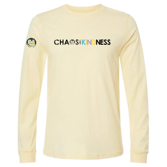 Official Chaos And Kindness Store Chaos & Kindness Logo Long Sleeve Hot Shirt Heather French Vanilla