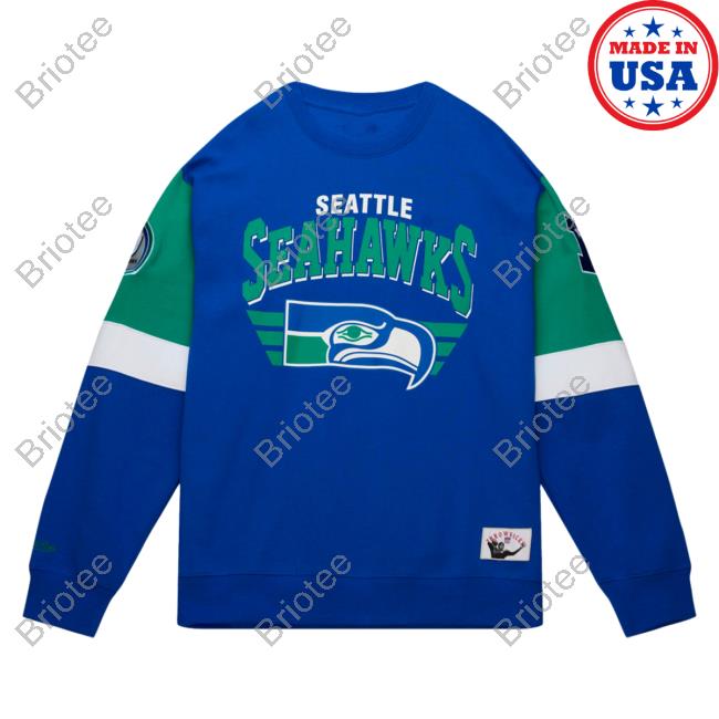 Mitchell & Ness Royal Seattle Seahawks Gridiron Classics All Over Print 3.0 Pullover Sweatshirt Mitchell & Ness Royal Seattle Seahawks Gridiron Classics All Over Print 3.0 Pullover Sweatshirt