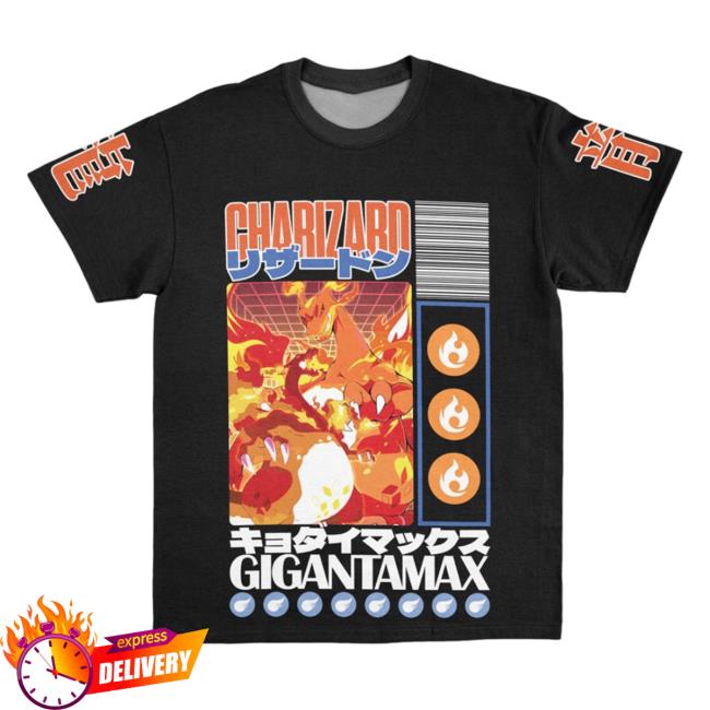 Official Anime Ape Clothing Gigantamax Charizard Pokemon Streetwear AOP T-Shirts 3D All Over Print Animeape