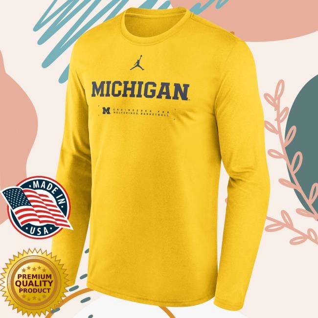 Michigan Wolverines Jordan Brand Basketball Maize Long Sleeve Tee The M Den Shop