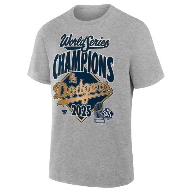 Men's Los Angeles Dodgers Fanatics Heather Gray 2025 World Series Champions Locker Room Replica Tee Official MLB Shop