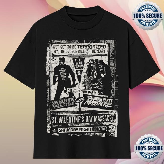 Gutter Garbs Valentine's Day Massacre Double Feature: Newspaper Ad Shirts (Shaka Wear - Oversized) | Official Merch