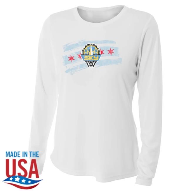 Chicago Sky Team Womens Flag Long Sleeve Shirts Chicago Sky Official Shop Merch Store