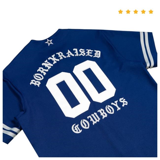 Official Born X Raised Merch Store Born X Raised + Cowboys Button Up Jersey: Navy By Bxr Sport + NFL Shirt