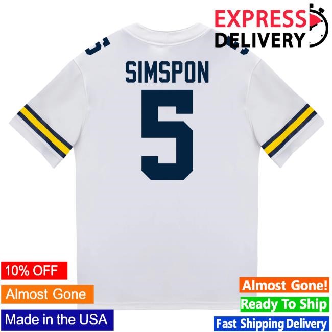 The M Den Michigan Wolverines #5 Anthony Simpson Student Athlete White Football Jersey Hot Shirt