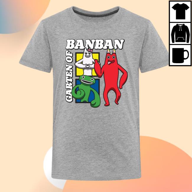 Euphoric Brothers Merch Garten Of Banban Character Squares Grey Hooded Sweatshirt Epicdrops
