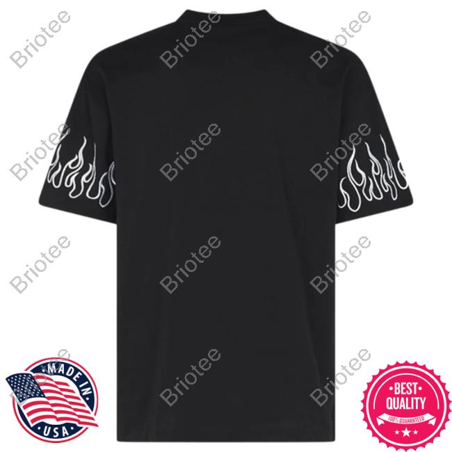 Official Vision Of Super Black Tshirt With White Flames Official Vision Of Super Black Tee Shirt With White Flames