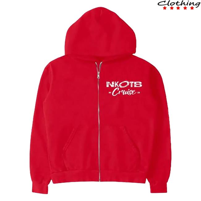 Official Merch Bar New Kids On The Block Store Nkotb Beach Cruise Zip Up Pull Over Hoodie Red MerchBarNewKidsOnTheBlock Nkotb
