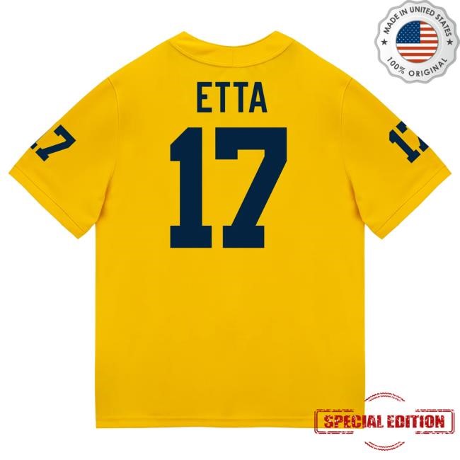 The M Den Michigan Wolverines #17 Enow Etta Student Athlete Maize Football Jersey Tees