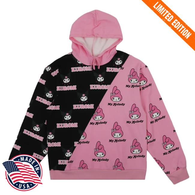 Official Sanrio Apparel Clothing Merch Store Shop My Melody & Kuromi X Dumbgood Pattern Split Sweater