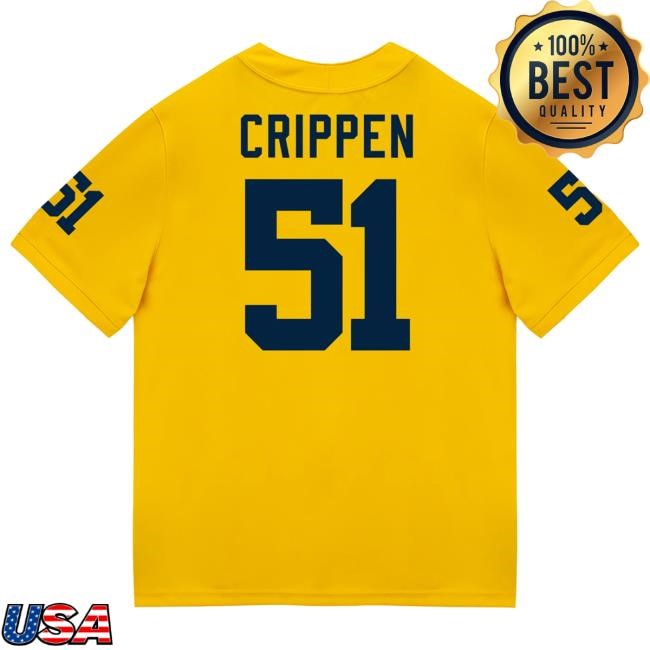 The M Den Michigan Wolverines #51 Greg Crippen Student Athlete Maize Football Jersey T Shirt