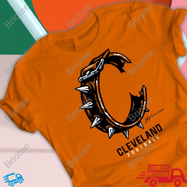 Gv Art And Design Orange Cleveland Football C Collar Tee Shirt