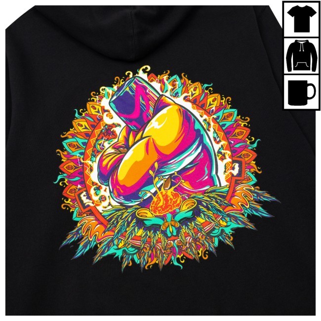 Wobble Rocks III Long Sleeve Hoodie Ganja White Night