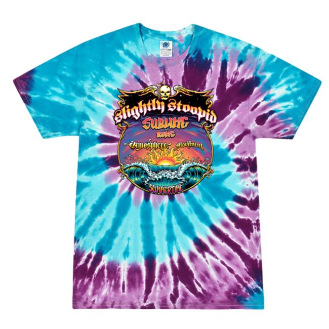 Official Slightly Stoopid Merch Summertime Collab Tie Dye Tee Shirt