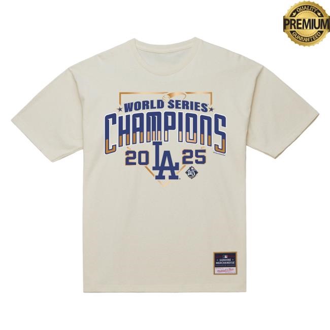 Men's Los Angeles Dodgers Mitchell & Ness Black 2025 World Series Champions Arch Top Shirt Official MLB Shop