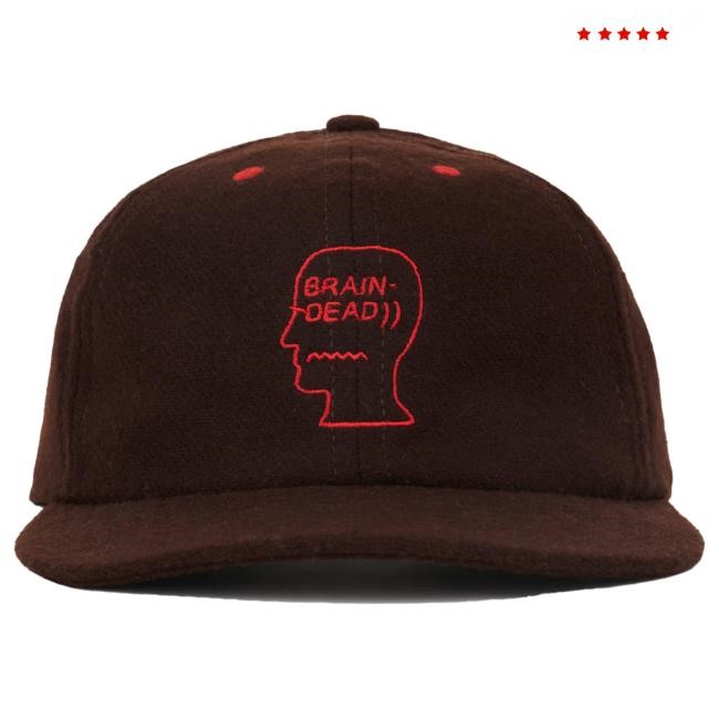 Official Brain Dead Merch Shop Brain Dead Flannel Classic Logohead 6 Panel Hat - Brown