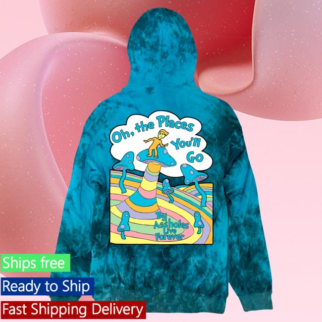 Official Linda Finegold Merch Store Shop Oh The Places Youll Go Teal Tie Dye Hooded Sweatshirt