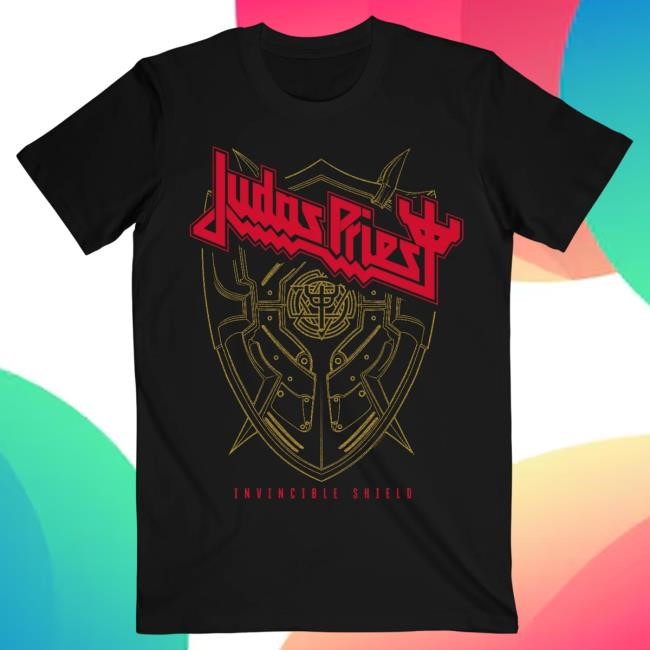 Official Judas Priest Red and Gold Invincible Shield New Shirt