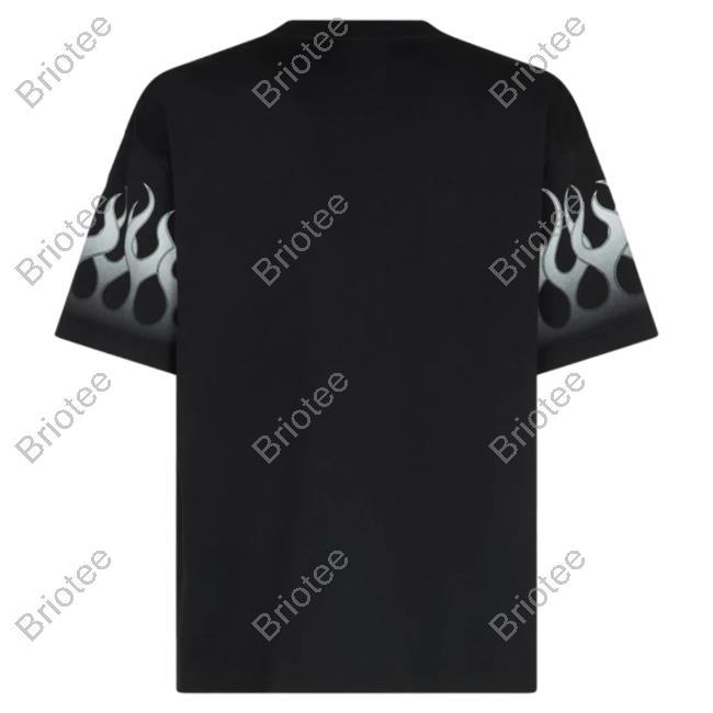 Official Vision Of Super Black Tee Shirt With Grey Gradient Flames Official Vision Of Super Black Shirt 2023 With Grey Gradient Flames