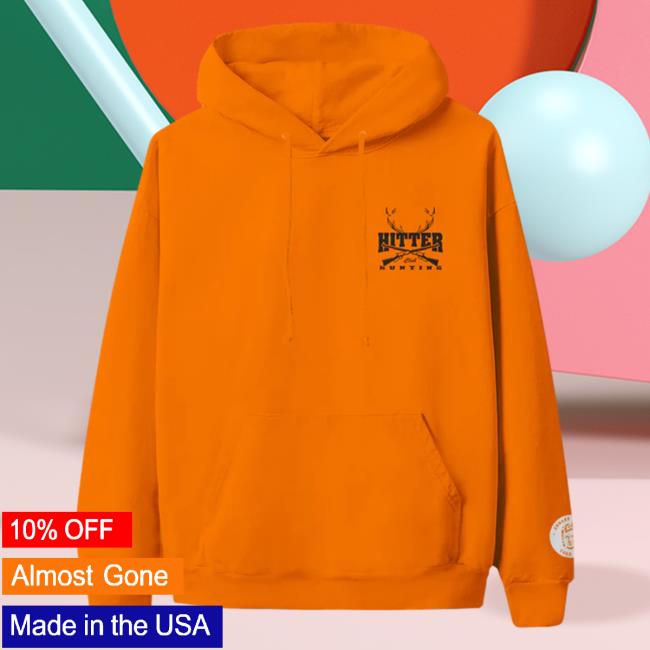 Official Theo Von Merch Hitter Hunting Club Orange Hooded Sweatshirt