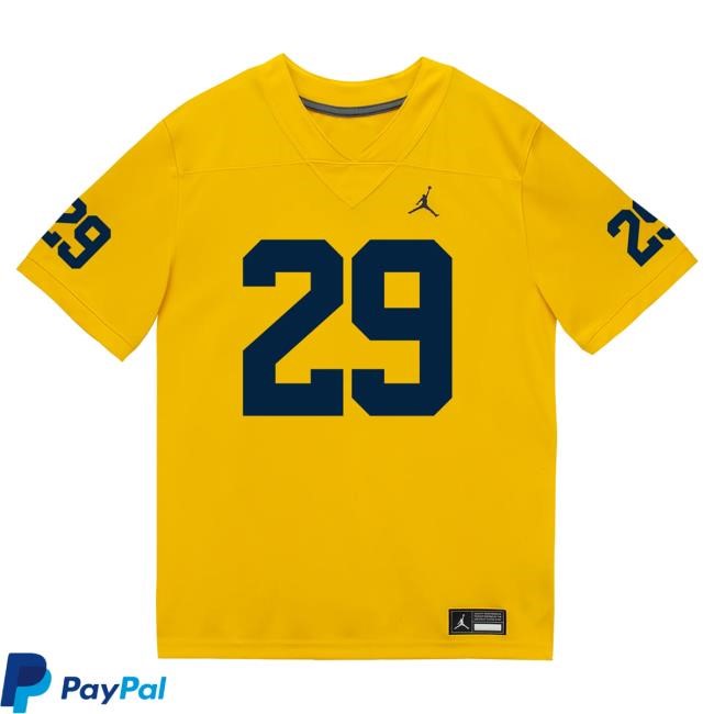 The M Den Michigan Wolverines #29 Chase Taylor Student Athlete Maize Football Jersey Tshirt