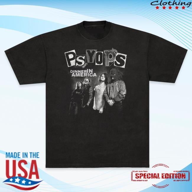 Official Super Yaki & Dinner In America Present: Psyops Popover Shirt White On Black SuperYaki
